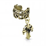 Piercing hélix 171 - Bouclier deluxe jaune croix pendante
