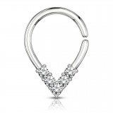 Piercing hélix 08 - Gris pointu avec cristaux transparents