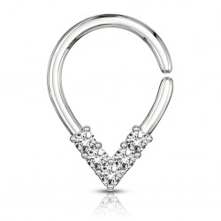 Piercing hélix 08 - Gris pointu avec cristaux transparents