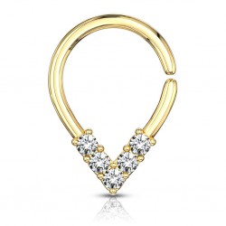 Piercing hélix 08 - Gold-ip jaune pointu avec cristaux transparents