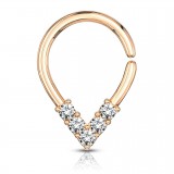 Piercing hélix 08 - Gold-ip rose pointu avec cristaux transparents