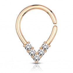Piercing hélix 08 - Gold-ip rose pointu avec cristaux transparents