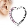 Piercing hélix 141 - Cœur cristaux roses