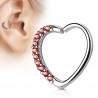 Piercing hélix 141 - Cœur cristaux rouges