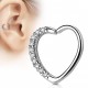 Piercing hélix 141 - Cœur cristaux transparents