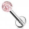 Piercing micro-labret acry 24 - Boule paillettes rouge