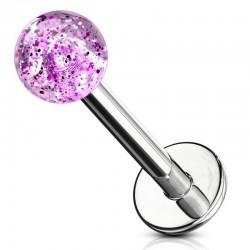 Piercing micro-labret acry 24 - Boule paillettes lilas