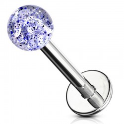 Piercing micro-labret acry 24 - Boule paillettes bleu