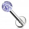 Piercing micro-labret acry 24 - Boule paillettes bleue
