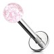 Piercing micro-labret acry 24 - Boule paillettes rose