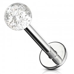 Piercing micro-labret acry 24 - Boule paillettes transparente