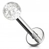 Piercing micro labret acry boule paillettes transparente (24)