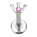 Piercing micro-labret 44 - Couronne cristal rose