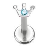 Piercing micro-labret 44 - Couronne cristal bleu-clair