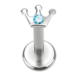 Piercing micro-labret 44 - Couronne cristal bleu-clair