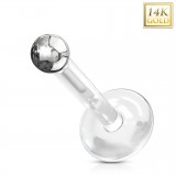 Piercing micro-labret téflon OR-14k blanc boule