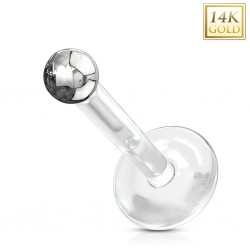 Piercing micro-labret téflon OR-14k blanc boule