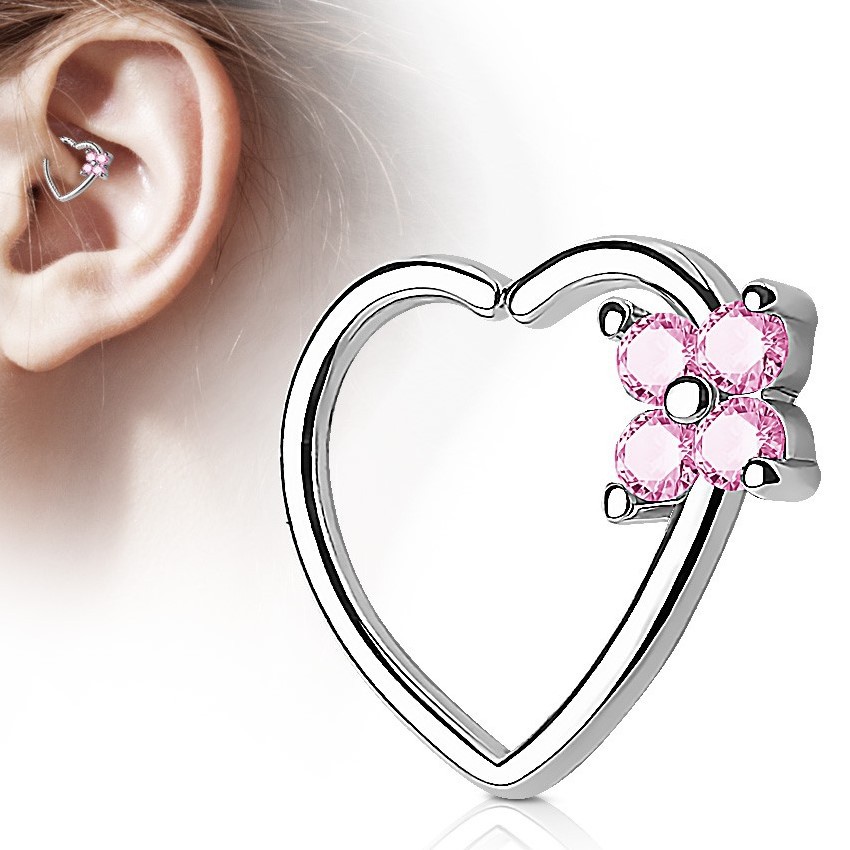 Piercing Cartilage Hélix En Acier Chirurgical - Fleur Antique Rose, Tige 6mm, Diamètre 1.2mm