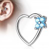 Piercing hélix 143 - Cœur cristal fleur bleu-clair