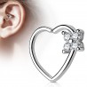 Piercing hélix 143 - Cœur cristal fleur transparente