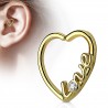 Piercing hélix 144 - Gold-ip jaune love cristal transparent