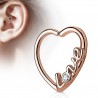 Piercing hélix 144 - Gold-ip rose love cristal transparent