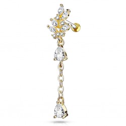 Piercing hélix 161 - Jaune feuille cristaux transparents