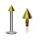 Piercing micro-labret 32 - Petite pointe jaune pas de vis interne