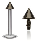 Piercing micro-labret 32 - Petite pointe noire pas de vis interne