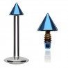 Piercing micro-labret 32 - Petite pointe bleue pas de vis interne