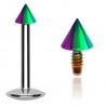 Piercing micro-labret 32 - Petite pointe rainbow pas de vis interne