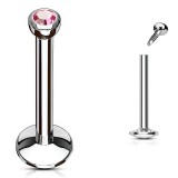 Piercing micro-labret 17 - Cristal rose pas de vis interne