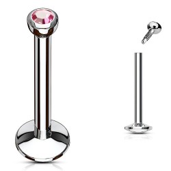 Piercing micro-labret 17 - Cristal rose pas de vis interne