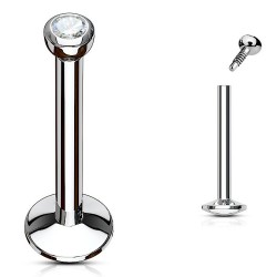 Piercing micro-labret 17 - Cristal transparent pas de vis interne