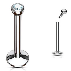 Piercing micro-labret 17 - Cristal bleu-clair pas de vis interne