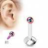 Piercing micro-labret 33 - Plaqué-titane rainbow boule pas de vis interne