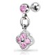 Cartilage hélix, tragus 297 - Fleur pendante cristal rose