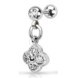 Cartilage hélix, tragus 297 - Fleur pendante cristal transparent