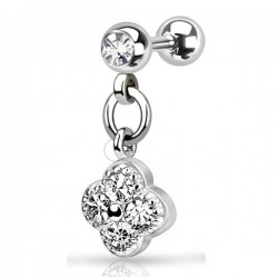Cartilage hélix, tragus 297 - Fleur pendante cristal transparent