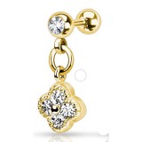 Cartilage hélix, tragus 297 - Gold-ip jaune fleur pendante cristal transparent