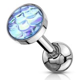Cartilage hélix, tragus 214 - Écailles luisantes bleu-clair