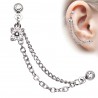 Double chaine pour oreille 20 - Fleur cristal transparent