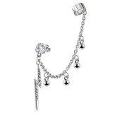 Chaine pour oreille 11 - Clochettes et éclair cristaux transparents