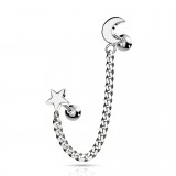 Chaine pour oreille 37 - Gris étoile et lune