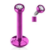 Piercing micro-labret 45 - Plaqué-titane lilas cristal transparent