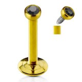 Piercing micro-labret 90 - Plaqué-or cristal noir