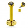 Piercing micro-labret 90 - Plaqué-or cristal noir