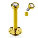Piercing micro-labret 90 - Plaqué-or cristal transparent