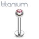 Piercing micro-labret titane G23 boule cristal rose