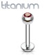 Piercing micro-labret titane G23 boule cristal rouge